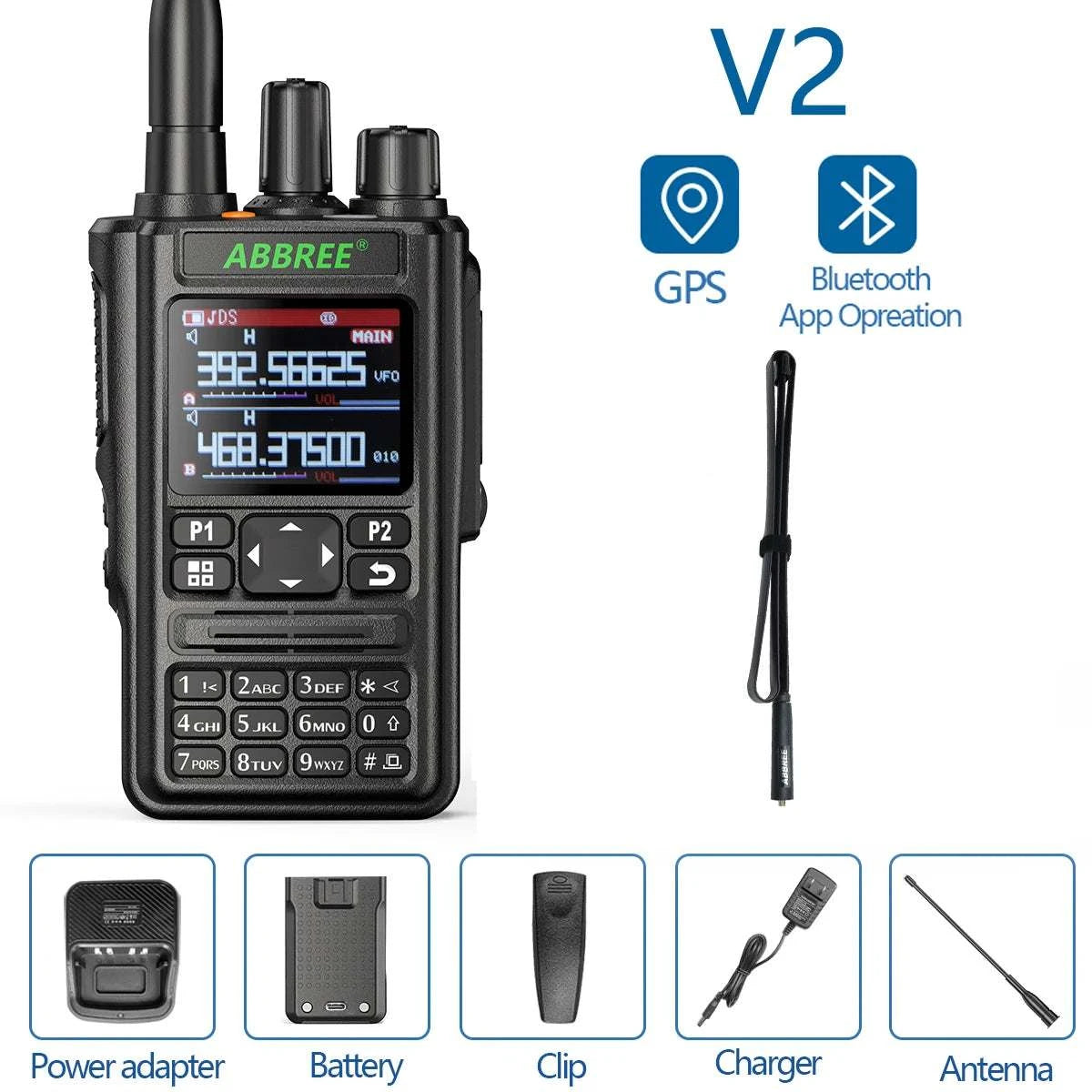 ABBREE AR-869 GPS Walkie Talkie Bluetooth Program 136-520Mhz Full BandHam Radios