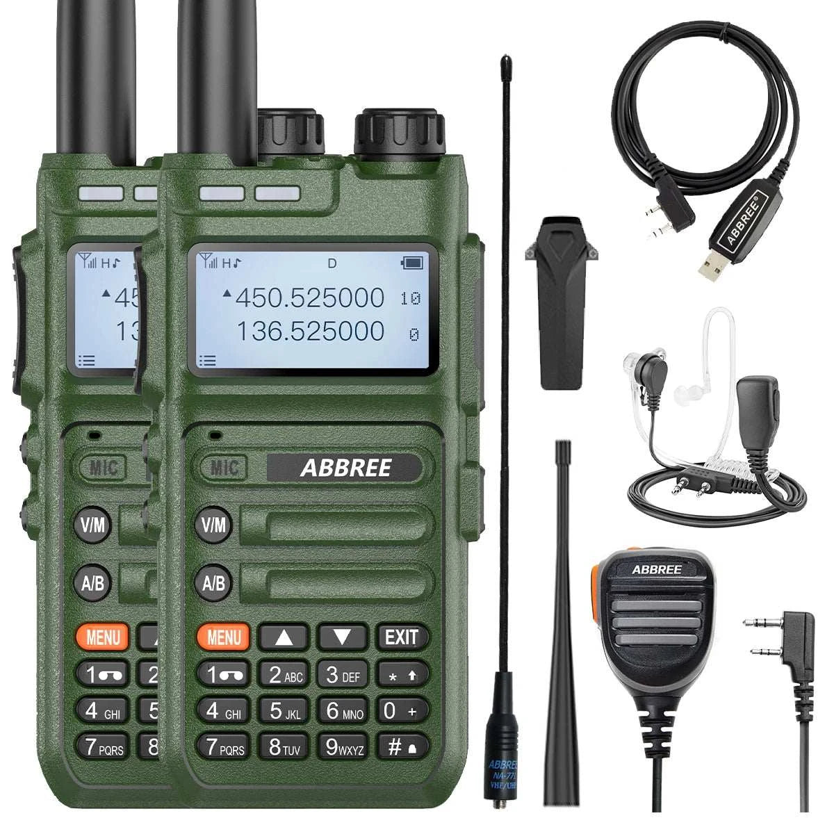 2PCS ABBREE AR-F5 wireless copy frequency Walkie Talkie 136-520MHZ LonHam Radios