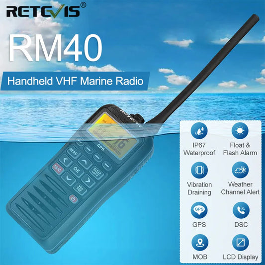 Retevis RM40 VHF Marine Radio IPX7 Waterproof Two Way Radio CommunicatHam Radios