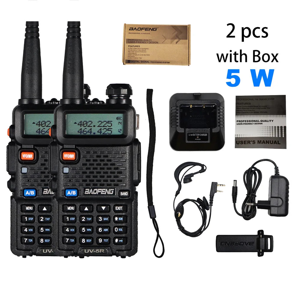 2pcs Real 8W Baofeng uv-5r Walkie Talkie High Power Portable Ham CB RaHam Radios