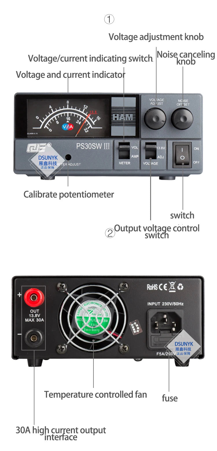 QJE PS30SWIII Walkie-talkie Base Station Regulator Switching Power SupHam Radios