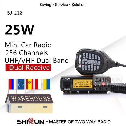 Mobile Car Walkie Talkie Baojie BJ-218 Z218 25W 10 KM Dual Band VHF UHHam Radios