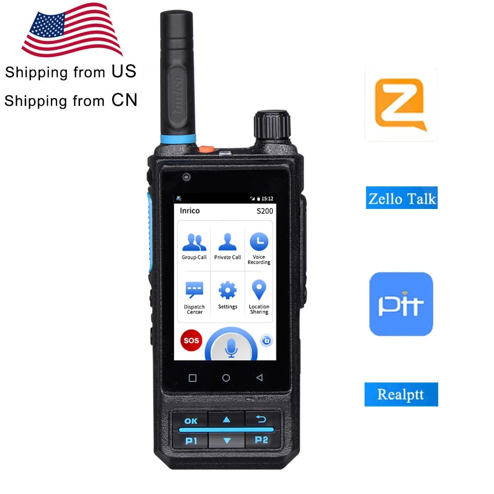 Inrico 4G Network Radio S200 Android 10 LTE/WCDMA/GSM Mobile Phone Work With Real-ptt Zello Unlocked Walkie Talkie Global Call