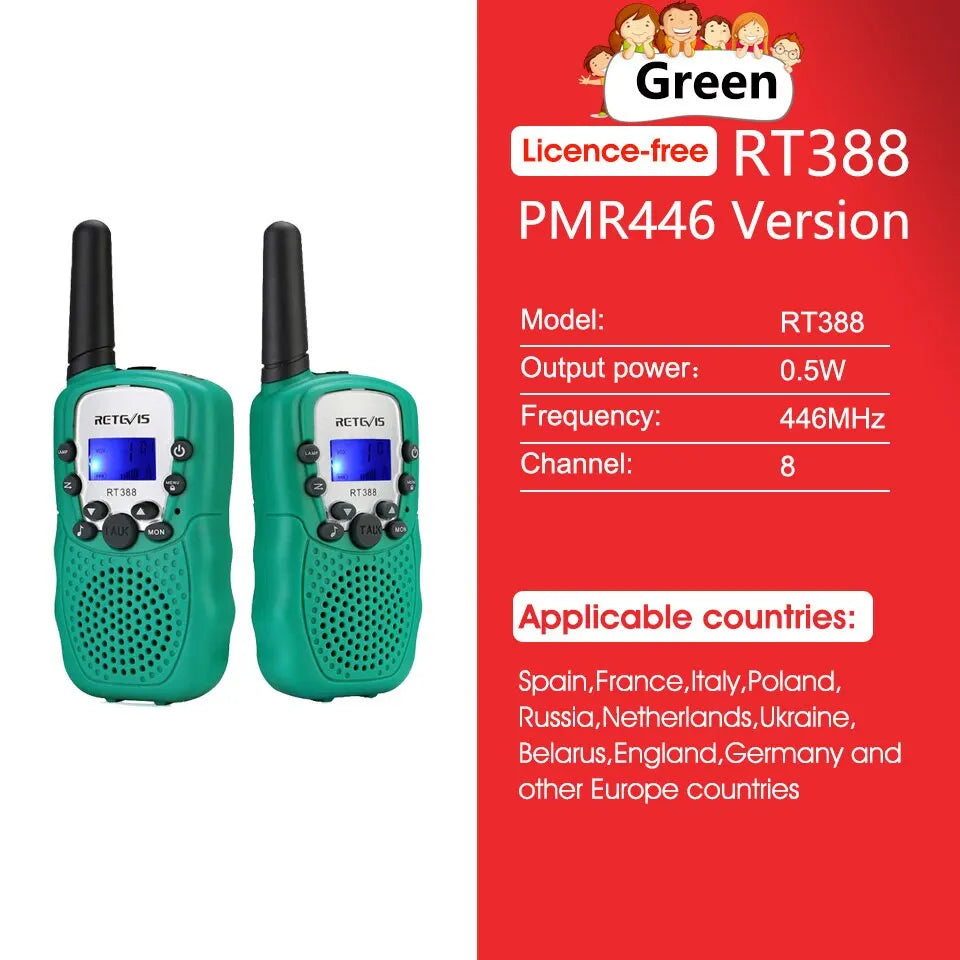 Retevis RT388 Walkie Talkie Children 2 Pcs Children Radio Receiver WalHam Radios