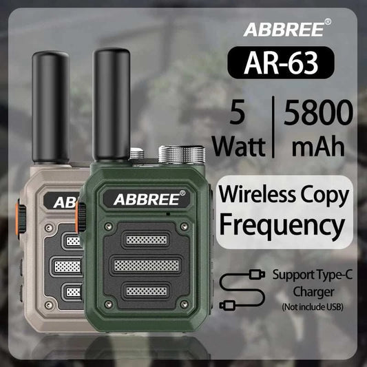 ABBREE AR-63 Mini Walkie Talkie Wireless Copy Frequency VOX SOS Multi-Ham Radios