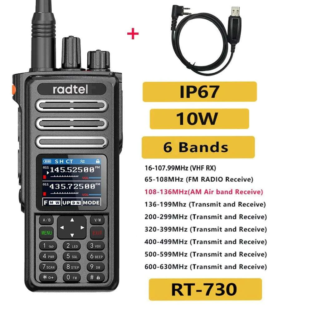 Radtel RT-730 IP67 Waterproof 10w Air Band Walkie Talkie Full Band AmaHam Radios