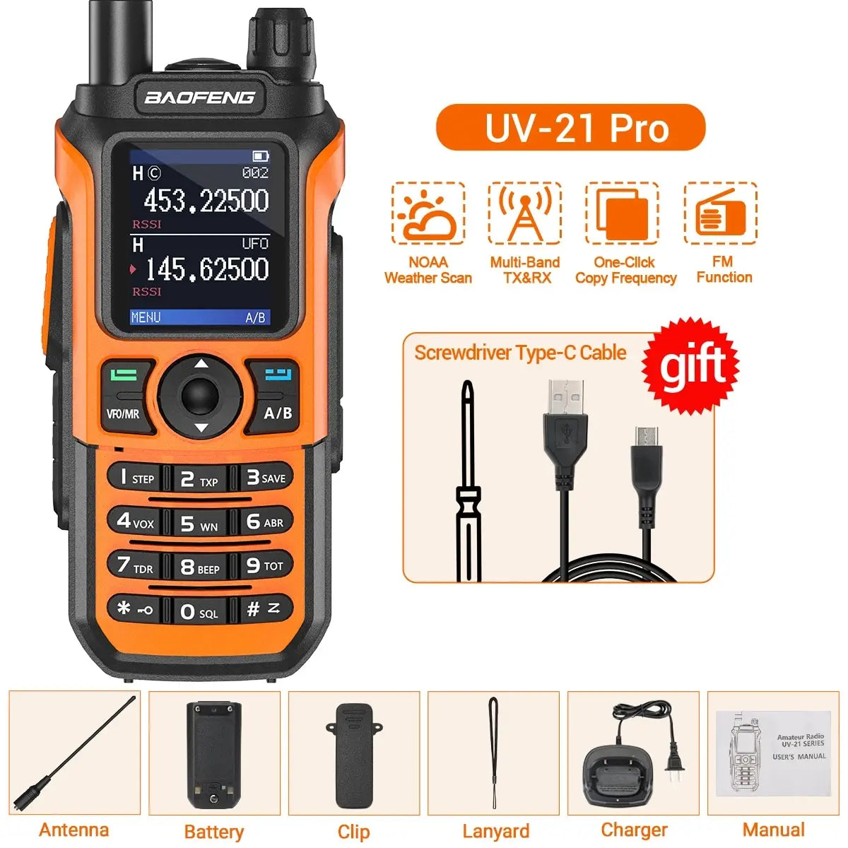 Baofeng UV 21 Pro Wireless Copy Frequency Walkie Talkie 16 KM Long RanHam Radios