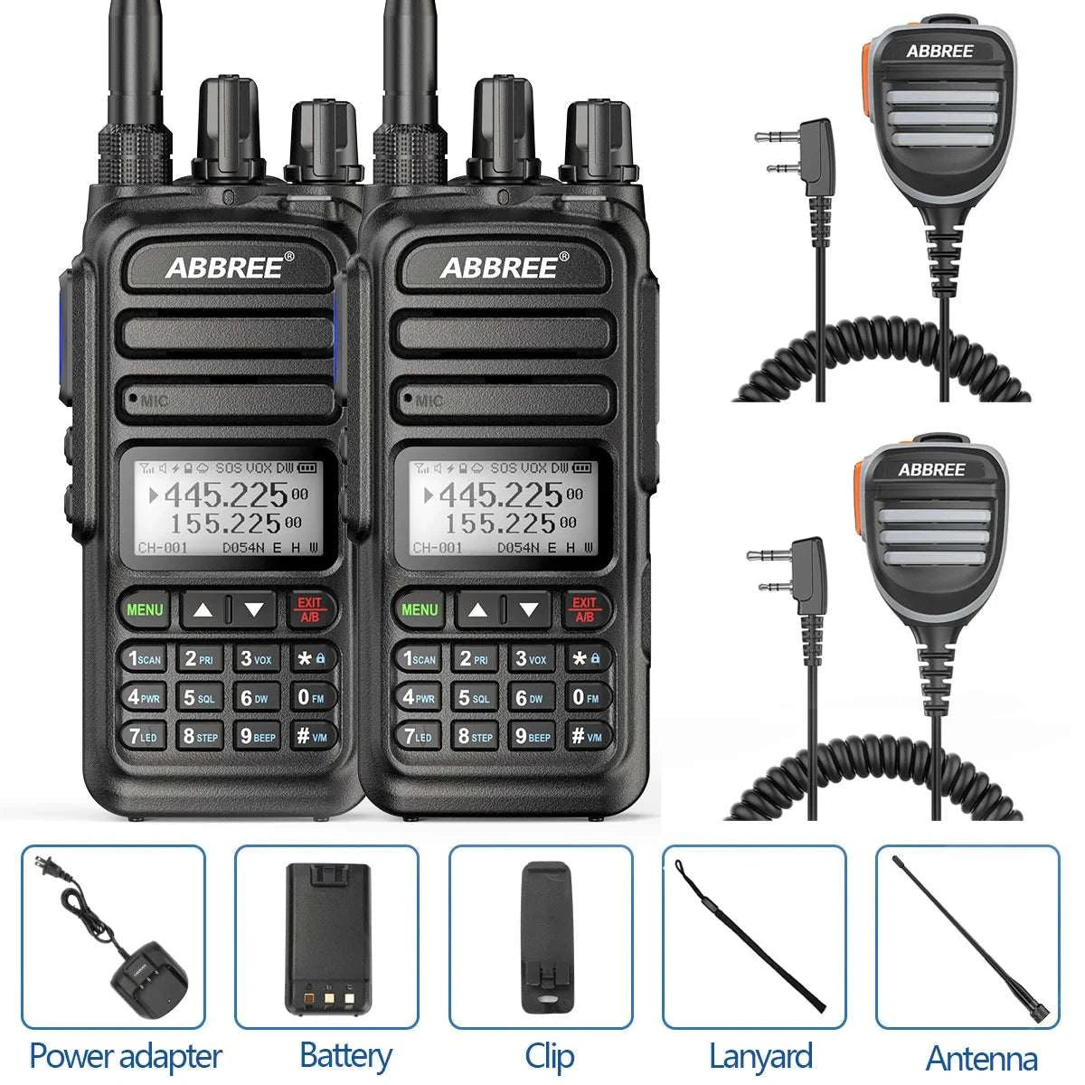 2PCS ABBREE AR-830 NOAA Walkie Talkie 136-520MHz Full Band Wireless CoHam Radios