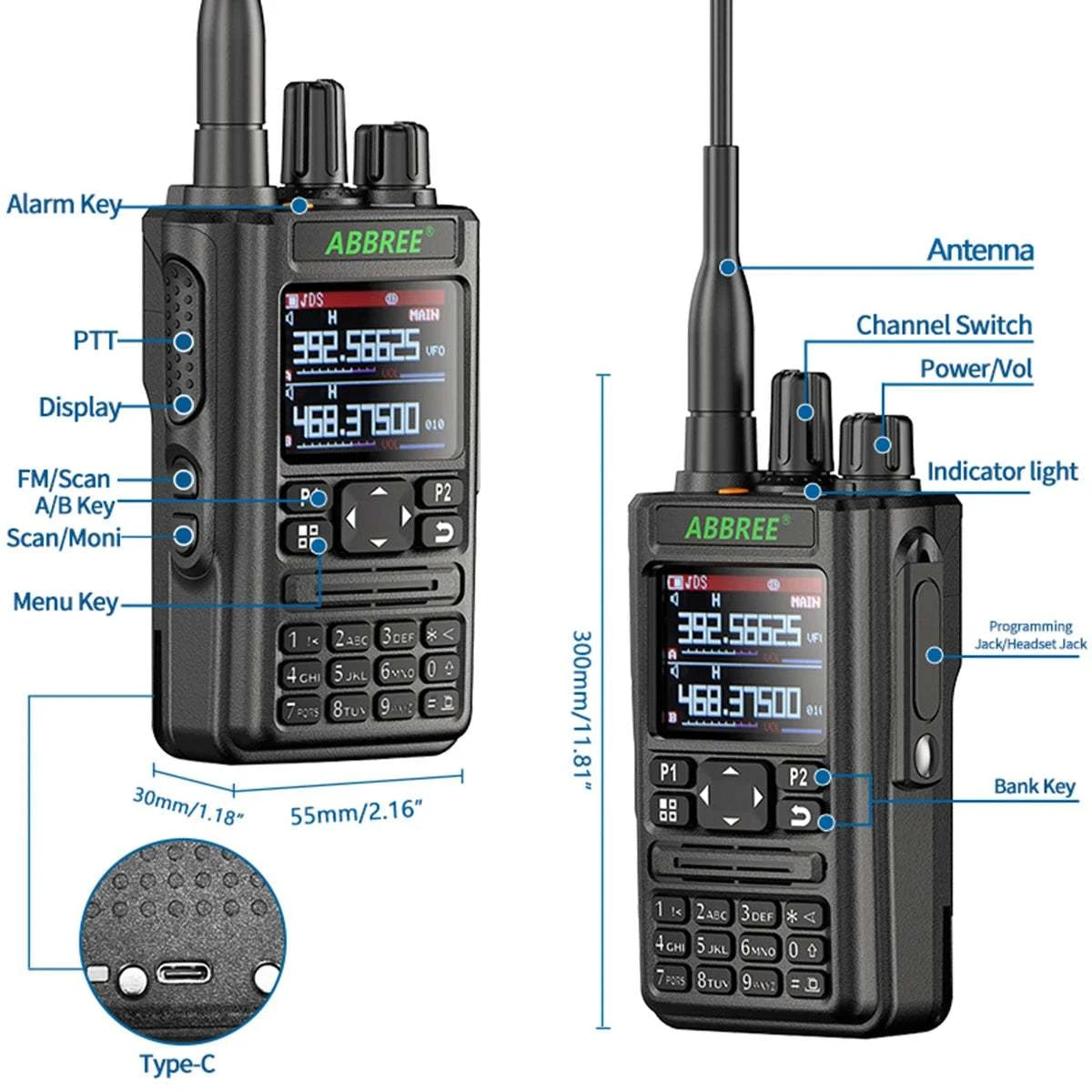 ABBREE AR-869 GPS Walkie Talkie Bluetooth Program 136-520Mhz Full BandHam Radios