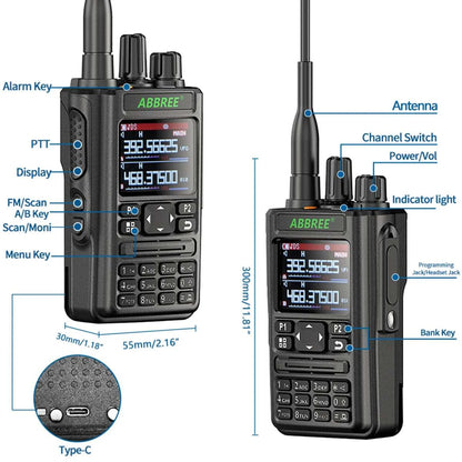 ABBREE AR-869 GPS Walkie Talkie Bluetooth Program 136-520Mhz Full BandHam Radios