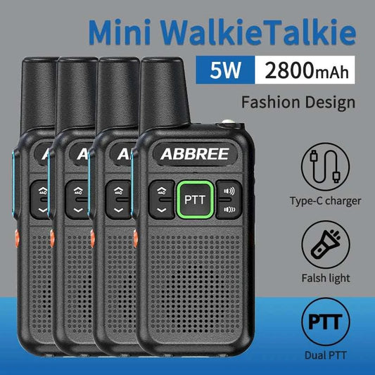 1/2/4Pcs ABBREE AR-M3S Mini Walkie Talkie  UHF 400-470mHz Dual PTT USBHappy Radios1/2/4Pcs ABBREE AR-M3S Mini Walkie Talkie UHF 400-470mHz Dual PTT USB Charging Portable Communicator