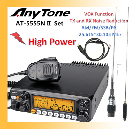 New ANYTONE AT-5555N II 28.000-29.700MHz Radio Receiver 40 Channel MobHam Radios