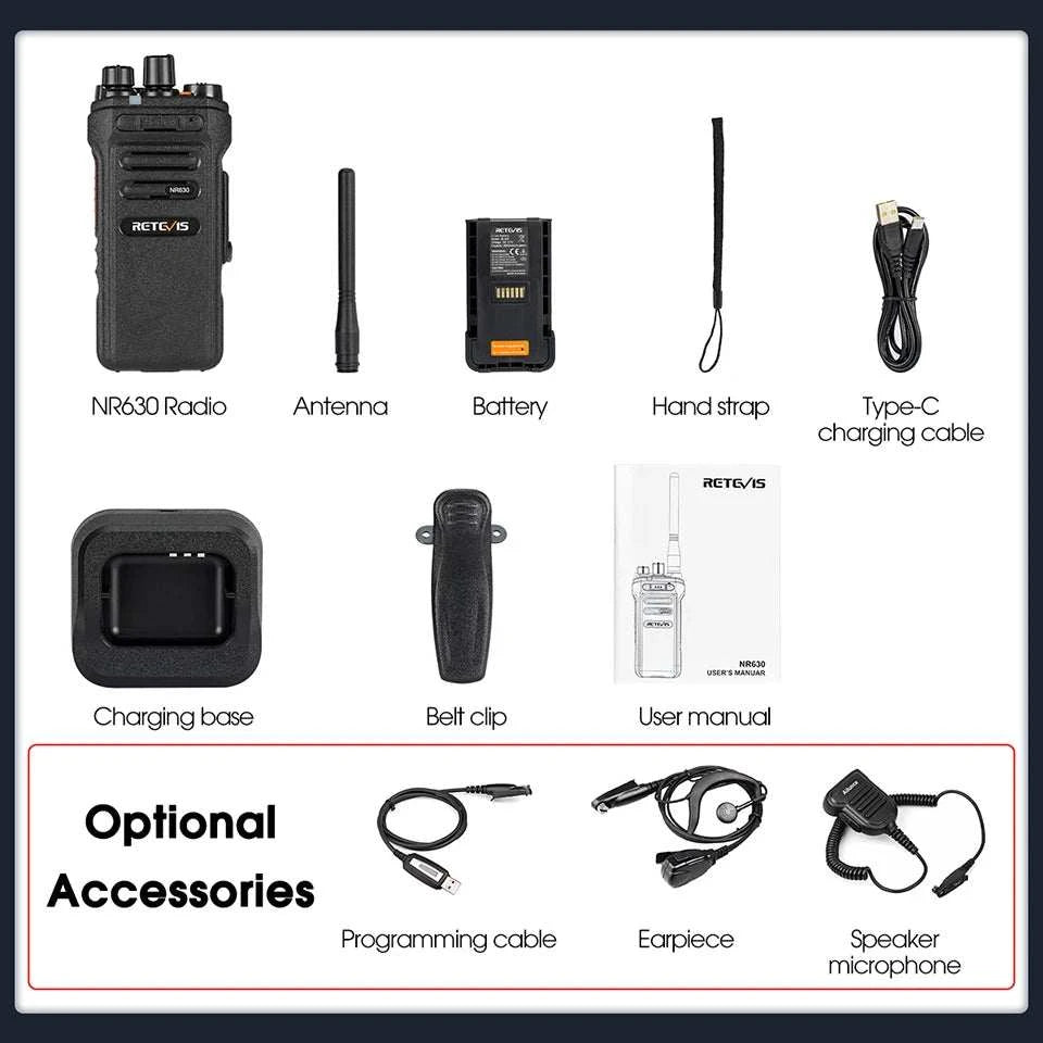 Retevis 10W High Power Walkie Talkie NR630 Two-way Noise Reduction WalHappy RadiosRetevis 10W High Power Walkie Talkie NR630