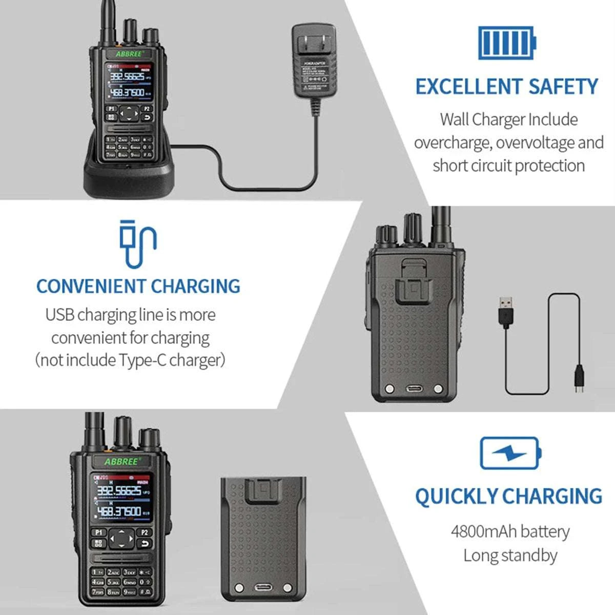 ABBREE AR-869 GPS Walkie Talkie Bluetooth Program 136-520Mhz Full BandHam Radios