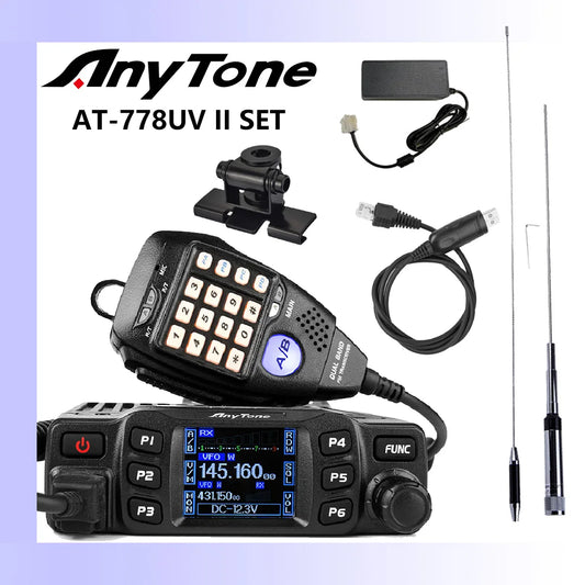 AnyTone AT-778UV II Dual Band Transceiver Mini Mobile Radio Station VHF 136-174 UHF 400-480MHz Amateur Radio  Walkie Talkie 25W