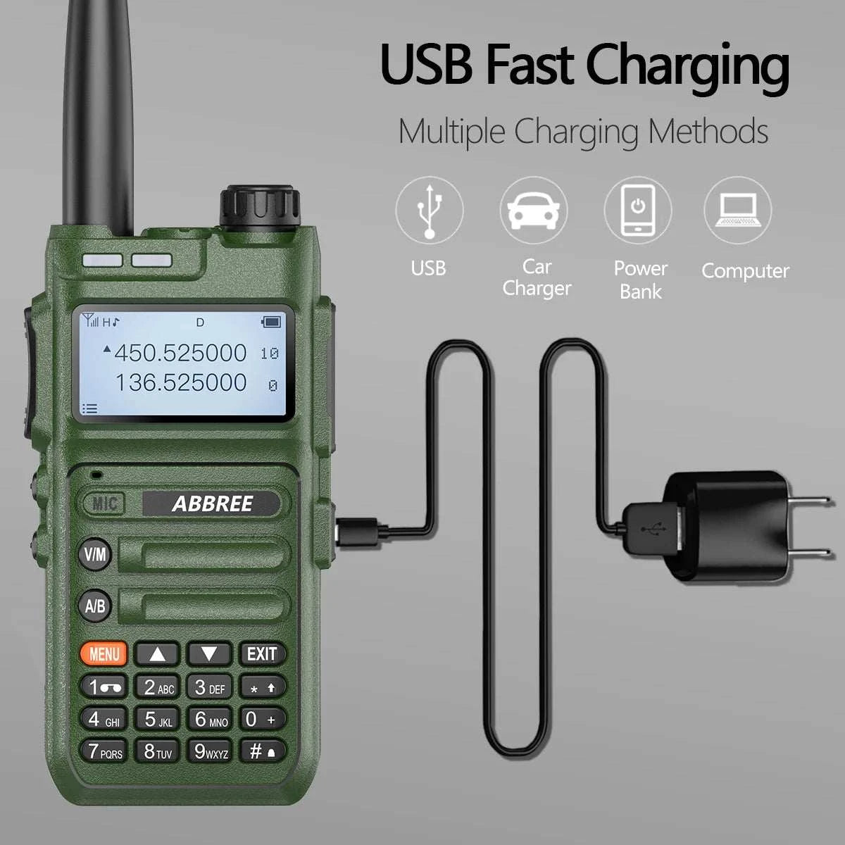 ABBREE AR-F5 10W Powerful Automatic Wireless Copy Frequency support USHam Radios