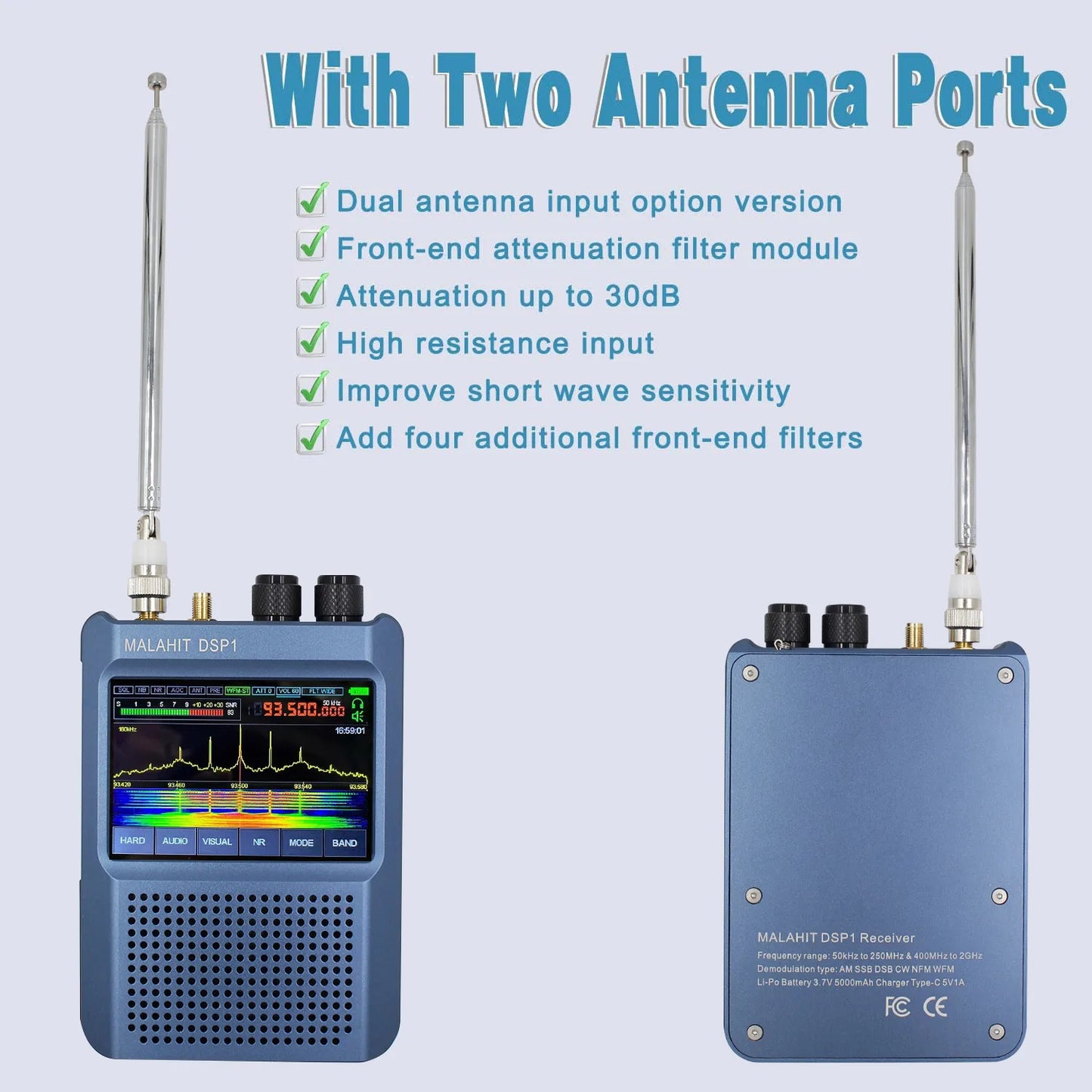 New 50KHz-2GHz Malachite DSP V9 SDR Receiver Radio Malahit-DSP1 1.10d Ham Radios