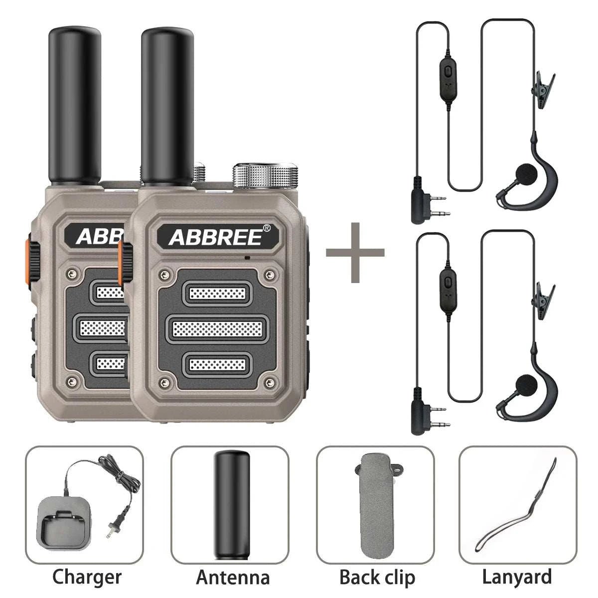 2pcs ABBREE AR-63 Mini Walkie Talkie Wireless Copy Frequency VOX SOS MHam Radios