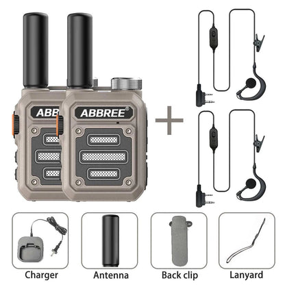 2pcs ABBREE AR-63 Mini Walkie Talkie Wireless Copy Frequency VOX SOS MHam Radios