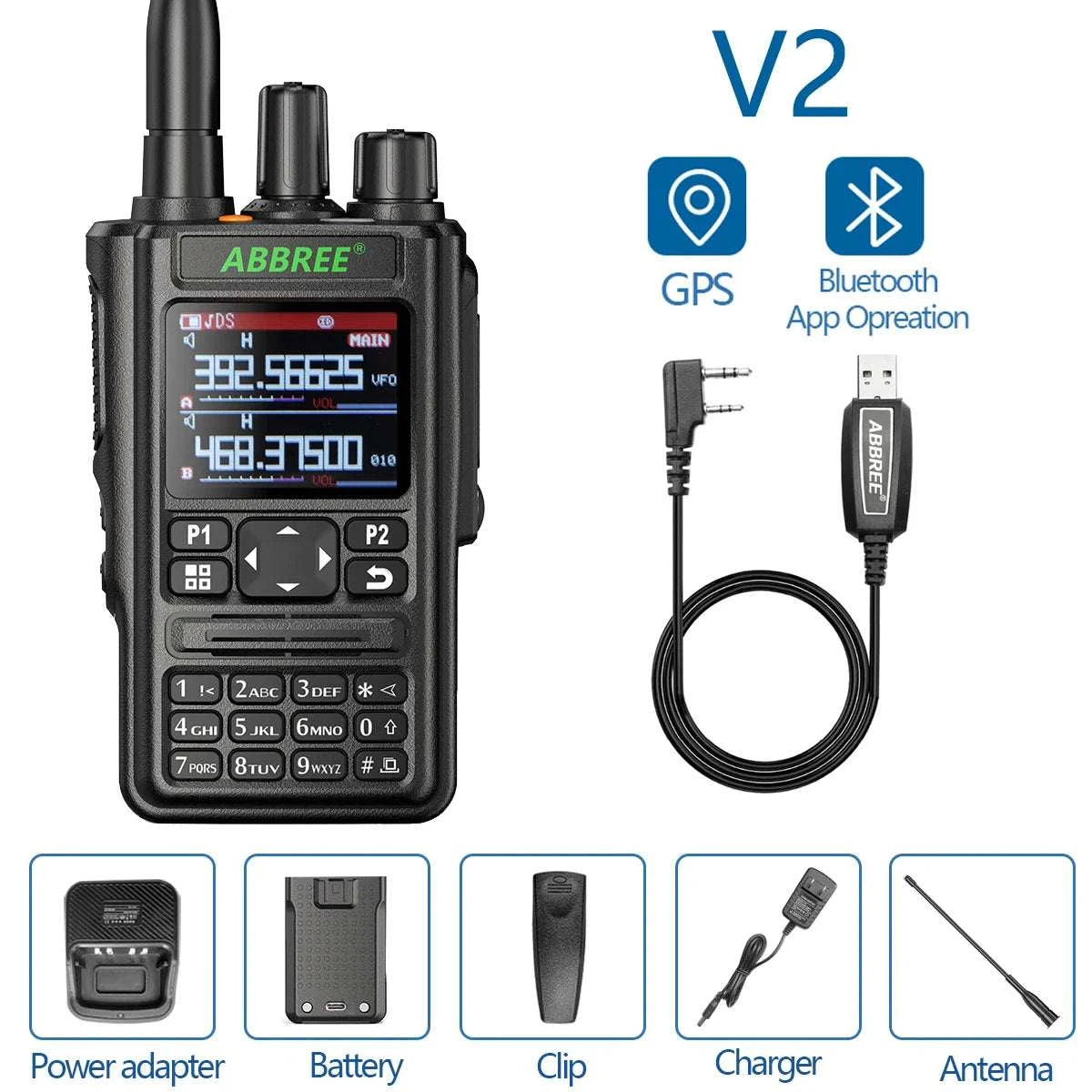 ABBREE AR-869 GPS Walkie Talkie Bluetooth Program 136-520Mhz Full BandHam Radios