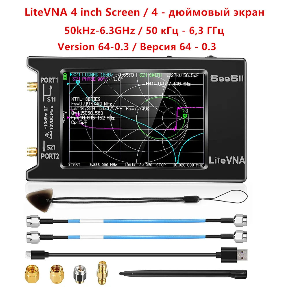 LiteVNA 4 inch NanoVNA 50kHz-6.3GHz / 10KHz -1.5GHz Vector Network AnaHam Radios