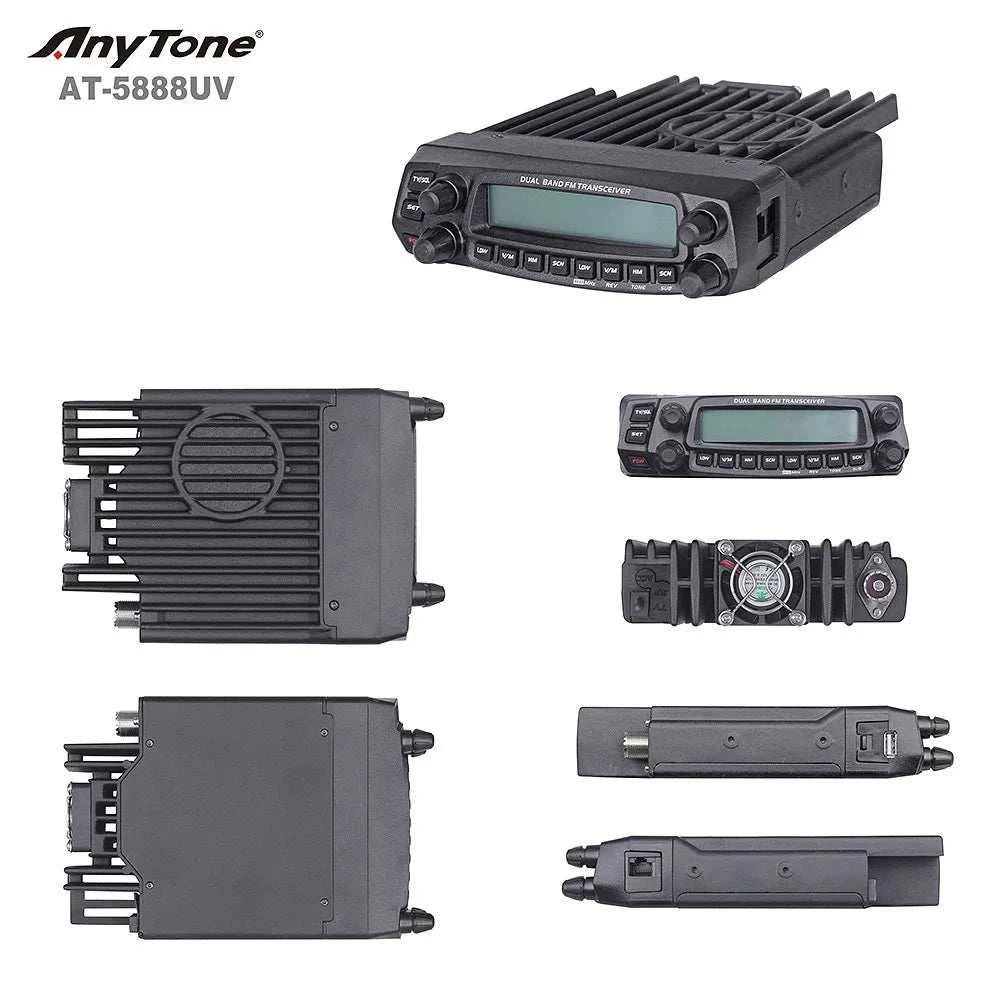 AnyTone AT-5888UV 50W 10KM FM Mobile Radio 136-174MHz 400-480MHz Repeater Compander Scramble Long Distance Wireless