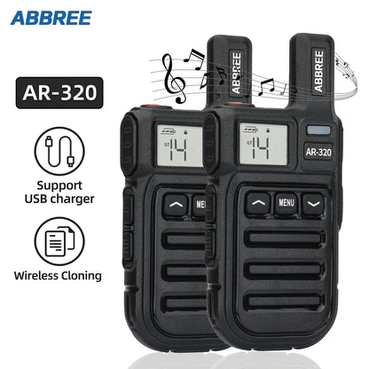 Original ABBREE AR-320 UHF Mini Walkie Talkie Wireless Copy Frequency Ham Radios