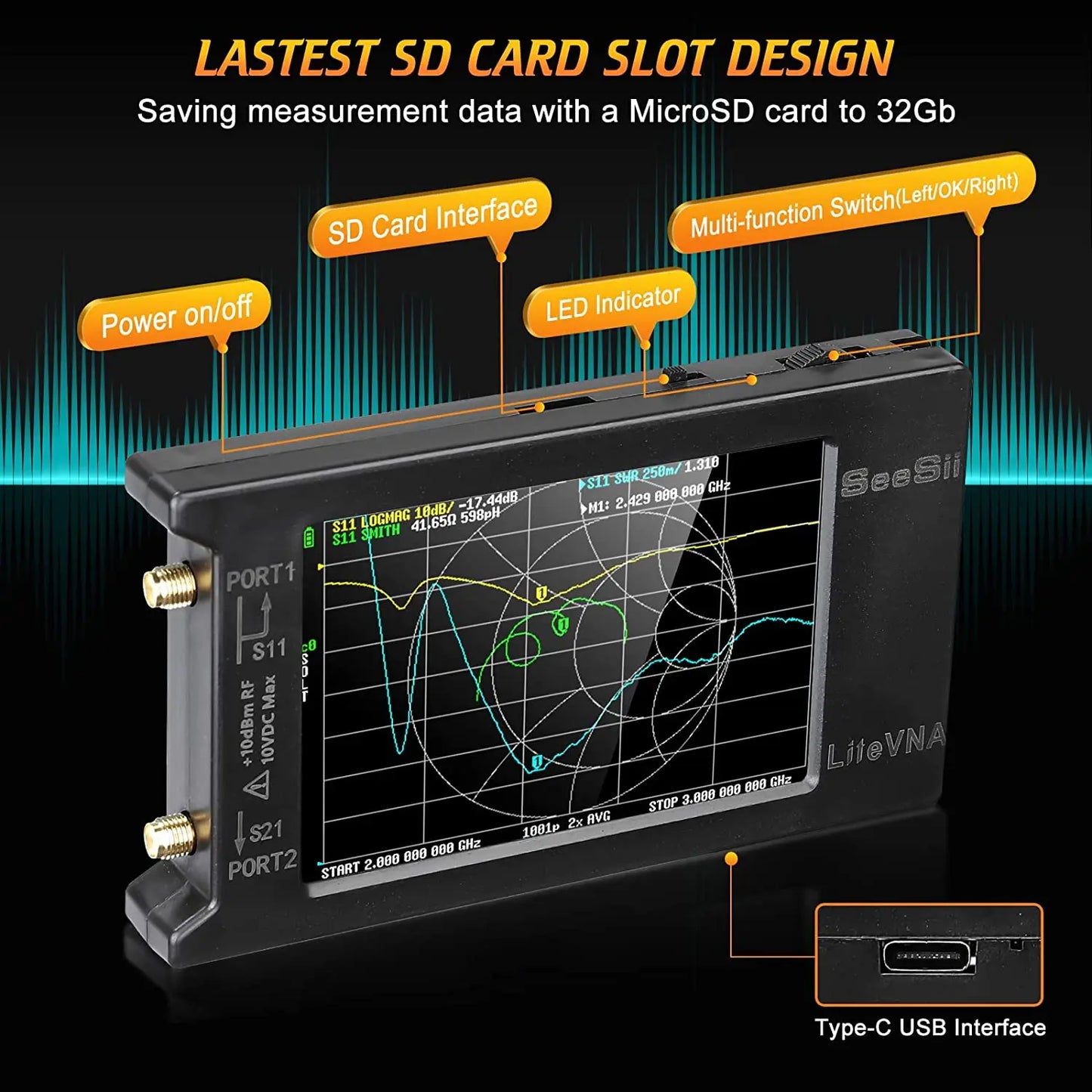 LiteVNA 4 inch NanoVNA 50kHz-6.3GHz / 10KHz -1.5GHz Vector Network AnaHam Radios