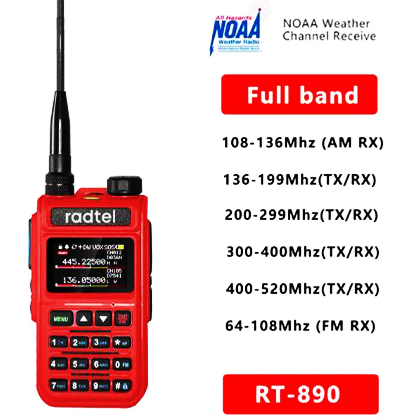 Radtel RT-890 NOAA Weather Channel 6 Band Ham  Amateur 2 Way Radio 999Ham Radios