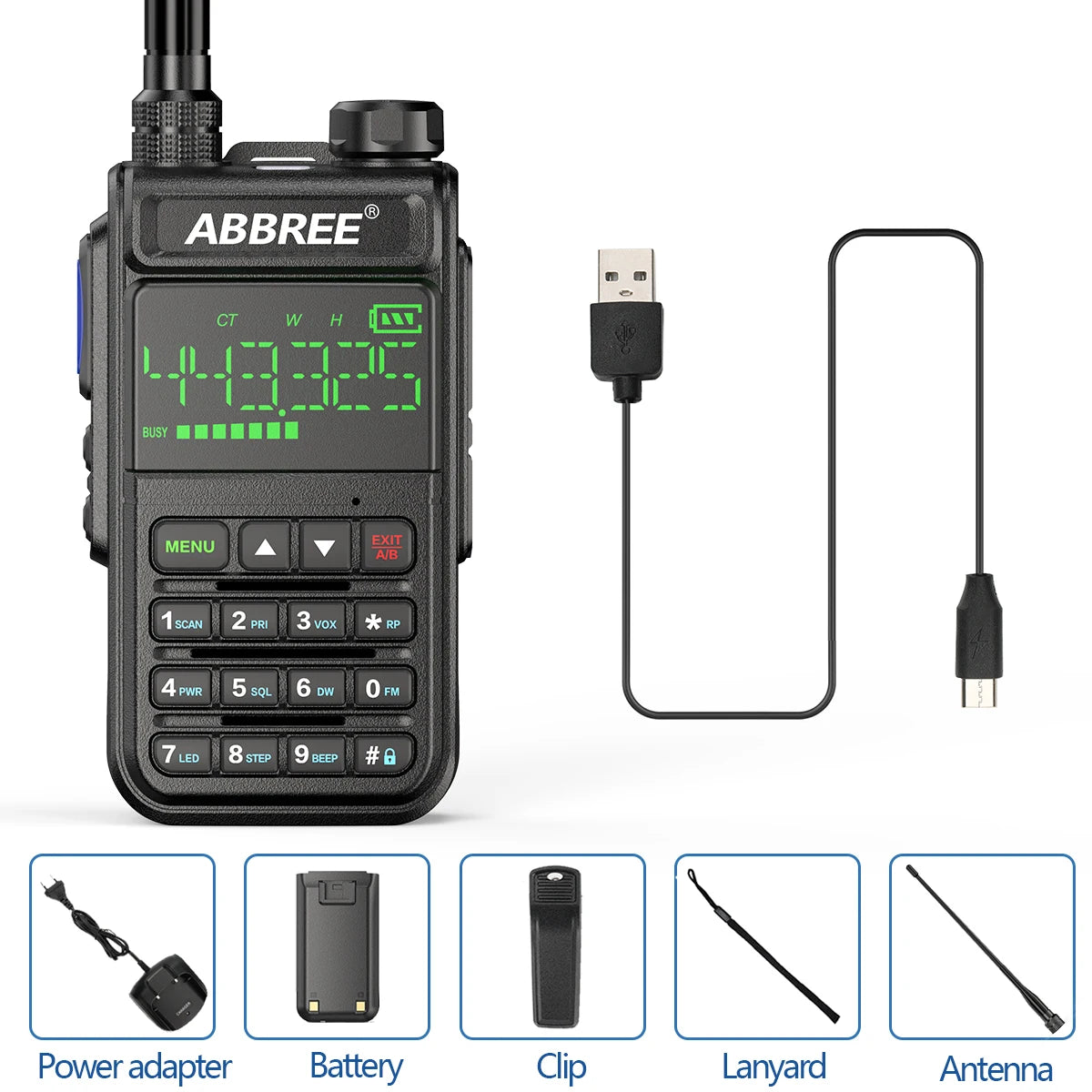 ABBREE AR-518 Air Band Full Band Wireless Copy Frequency Police ScanneHam Radios