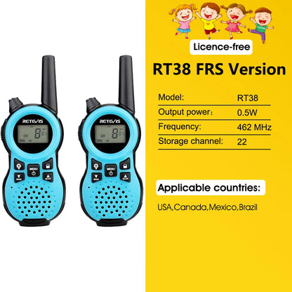 Retevis RT638 Walkie Talkie Children 2pcs PMR USB Charge Flashlight ChHam Radios