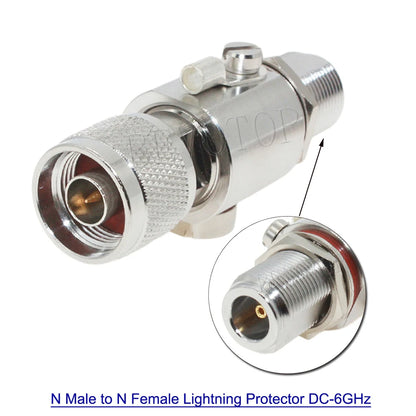 DC-6GHz N Male to Female N-JK-KK Coaxial Lightning Arrestor Surge ProtHappy RadiosDC-6GHz