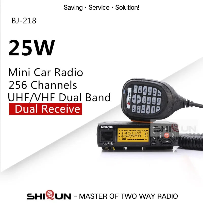 Mobile Car Walkie Talkie Baojie BJ-218 Z218 25W 10 KM Dual Band VHF UHHam Radios