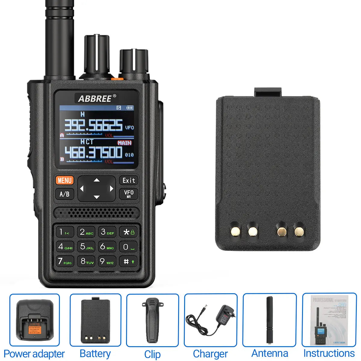 ABBREE AR-F8 GPS Transciver Full Band Walkie Talkie Outdoor Handheld WHam Radios