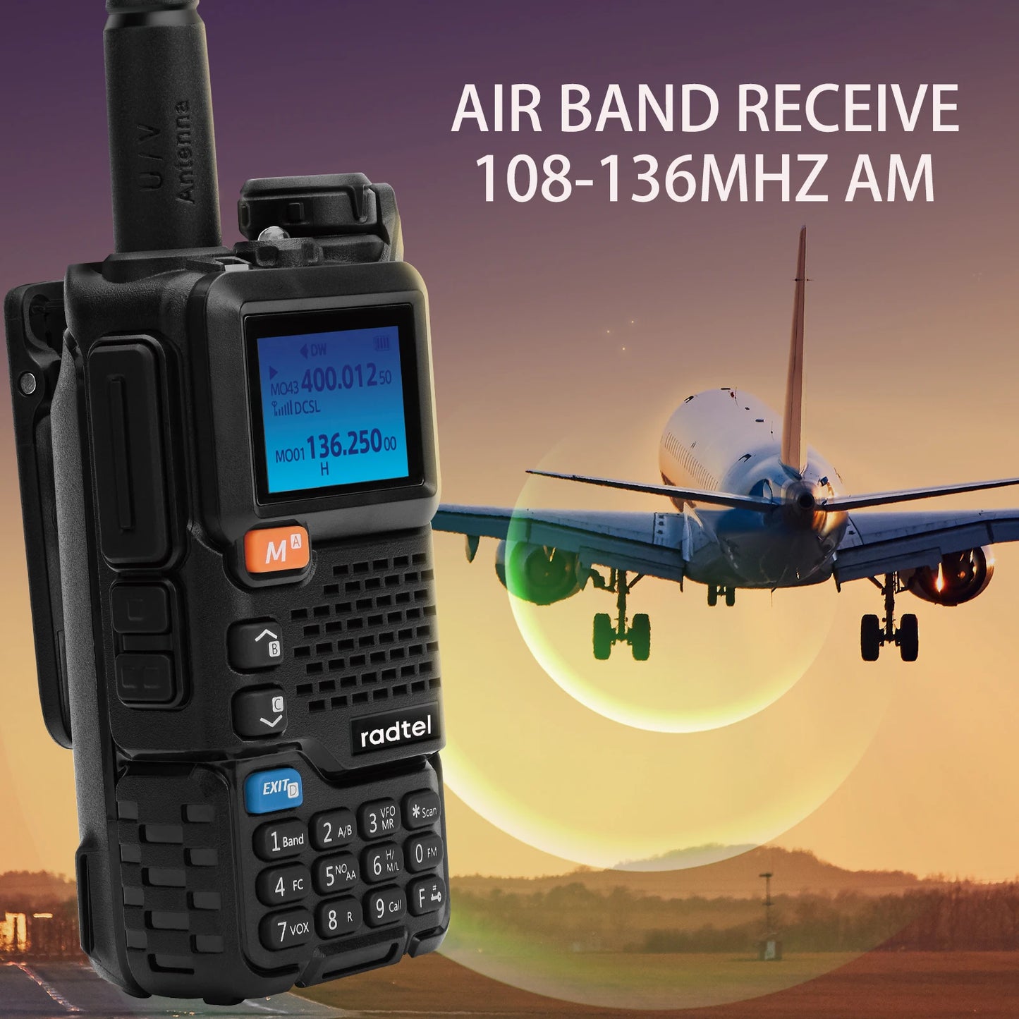 Radtel RT-600 Air Band Walkie Talkie Portable Am Fm Two Way Radio CommHappy RadiosRadtel RT-600 Air Band Walkie Talkie Portable