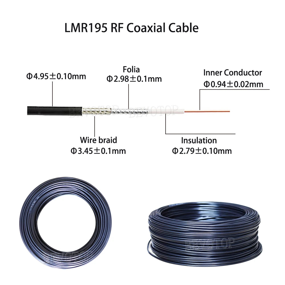 Black LMR195 Coaxial Cable High Quality Low Loss 50 Ohm 50-3 LMR-195 RHam Radios