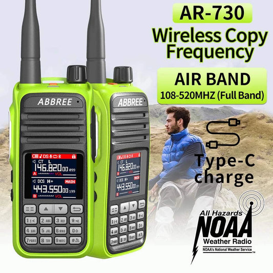 2Pcs ABBREE AR-730 Air Band Band Wireless Copy frequency Walkie TalkieHam Radios