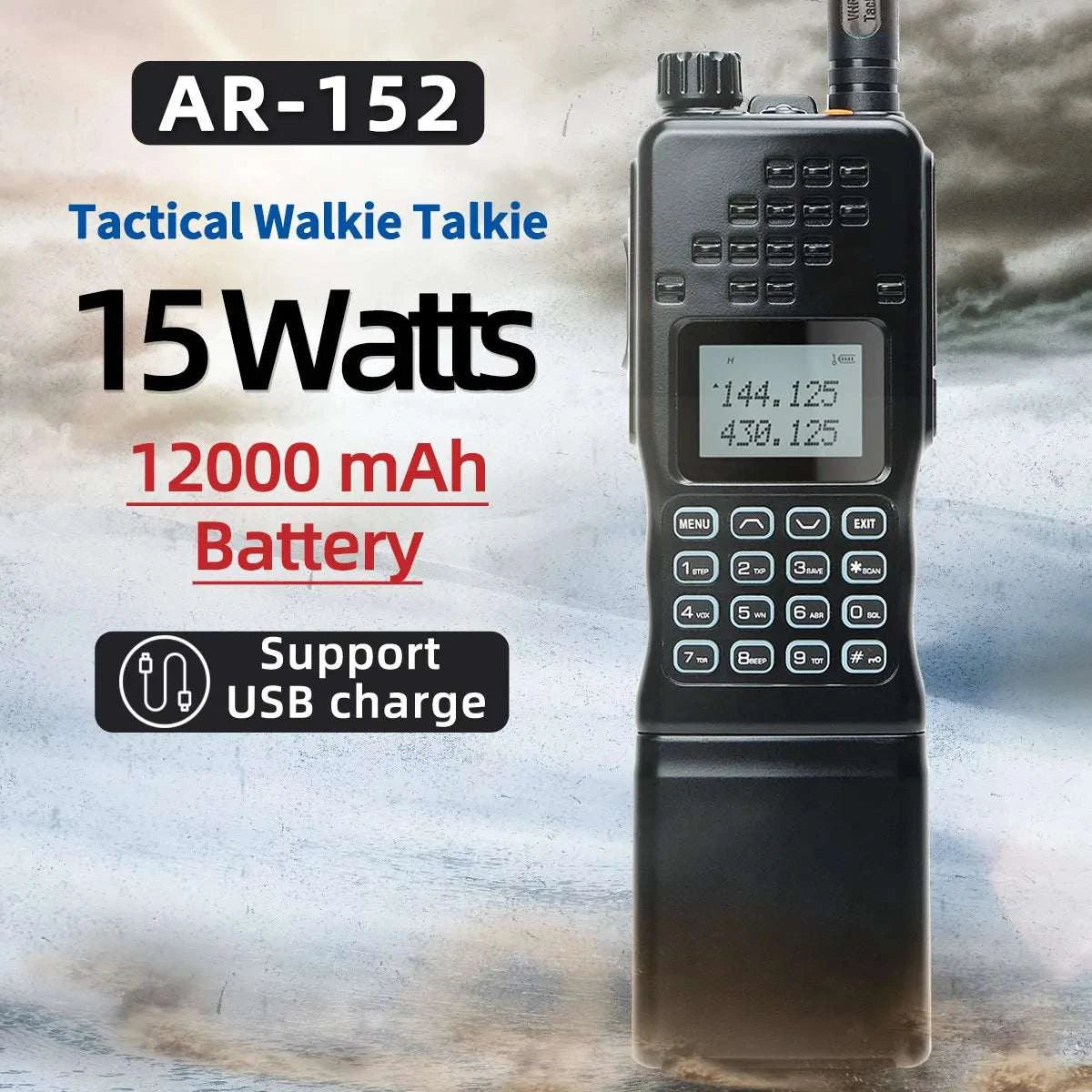 AR-152 15W High Powerful Dual Band VHF/UHF Long Range Tactial Game WalHam Radios