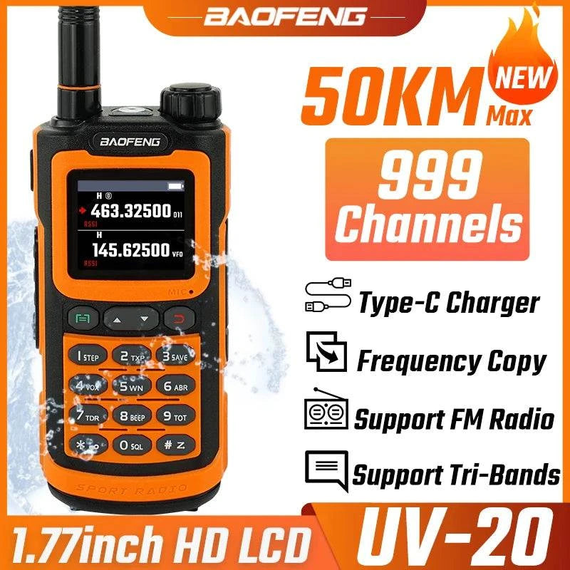 2023 Baofeng UV-20 Walkie Talkie Waterproof Dual Band High Power CB HaHam Radios