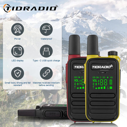 TIDRADIO 2PCS M11 Mini Walkie Talkie Profesional PMR /FRS Long Range Communication Radio Two Way Radio Transceiver Colorful