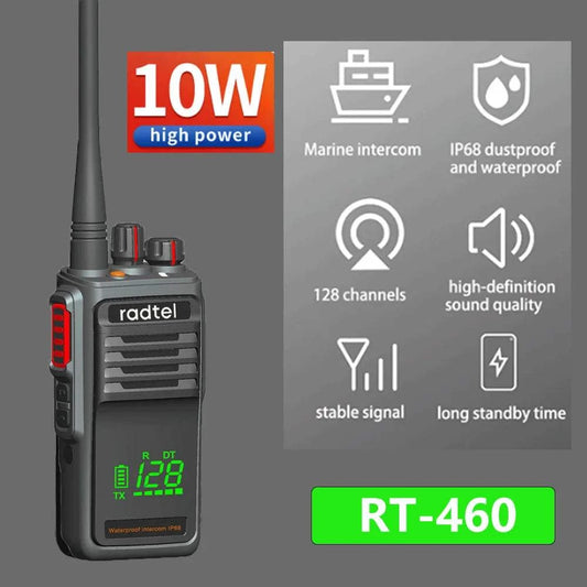 10W Radtel RT-460 Walkie Talkie Long Range IP68  Waterproof Two-way raHam Radios