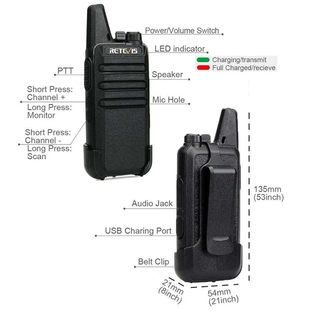 20 Pcs Wholesale Walkie Talkie RETEVIS RT22 FRS RT622 PMR Radio Handy Ham Radios