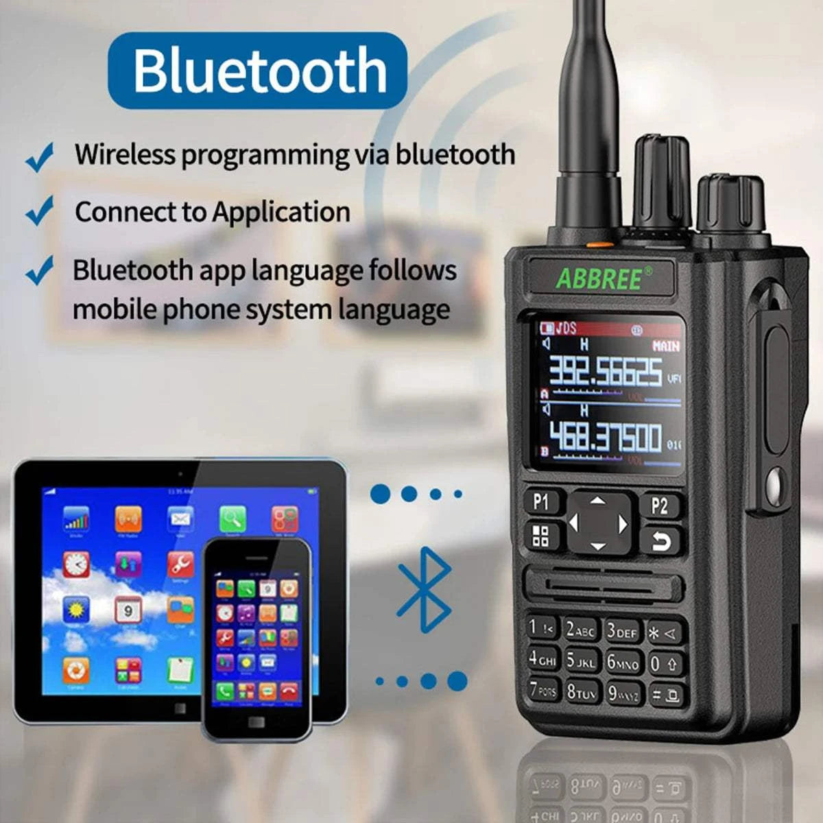 ABBREE AR-869 GPS Walkie Talkie Bluetooth Program 136-520Mhz Full BandHam Radios