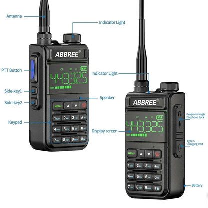 ABBREE AR-518 6 Bands Amateur Air Band Ham Two Way Radio VOX DTMF SOS Happy RadiosABBREE AR-518 6 Bands Amateur Air Band Ham