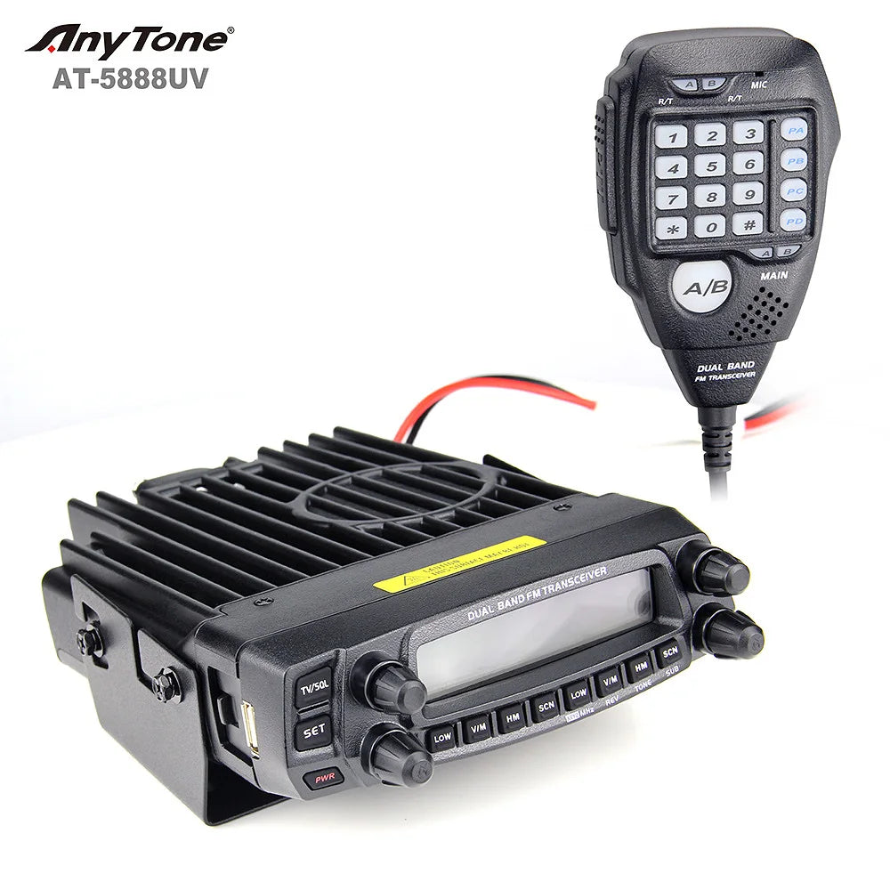 AnyTone AT-5888UV 50W 10KM Analog Dual Band Mobile Transceiver Truck AHam Radios