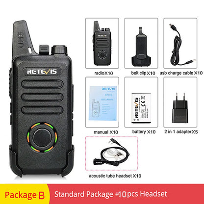 Cheap RETEVIS RT22S Mini Walkie Talkie 10pcs 2W UHF VOX Hidden DisplayHam Radios