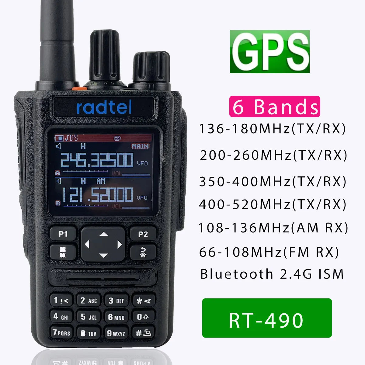 Radtel RT-490 GPS Blutooth APP Amateur Ham Two Way Radio 256CH Air BanHappy RadiosRadtel RT-490 GPS Blutooth APP Amateur Ham