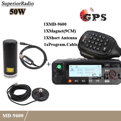 TYT MD-9600 DMR Digital Car Mobile Radio GPS 50W Dual Band 136-174MHz Ham Radios