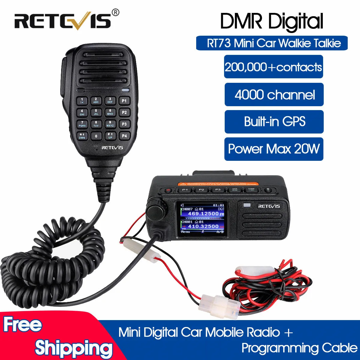 Ham Car Two-way Radio Transceiver Autoradio DMR Digital Mobile Radio SHam Radios