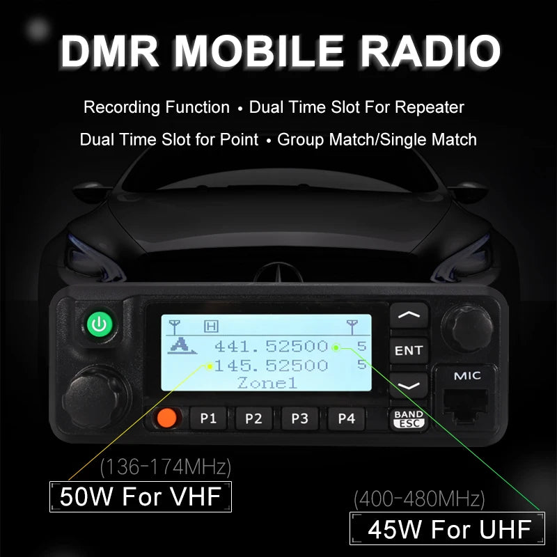 TYT MD-9600 DMR Digital Car Mobile Radio GPS 50W Dual Band 136-174MHz Ham Radios